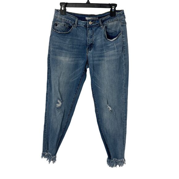 KanCan jeans KC11178 size 31 frayed hems ankled cropped light to med wash - Picture 1 of 10